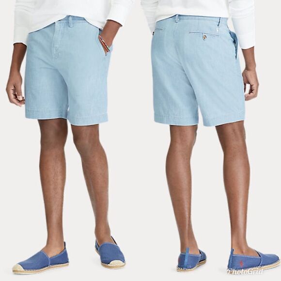 Polo Ralph Lauren Classic Fit Chambray Blue Shorts - Picture 1 of 10